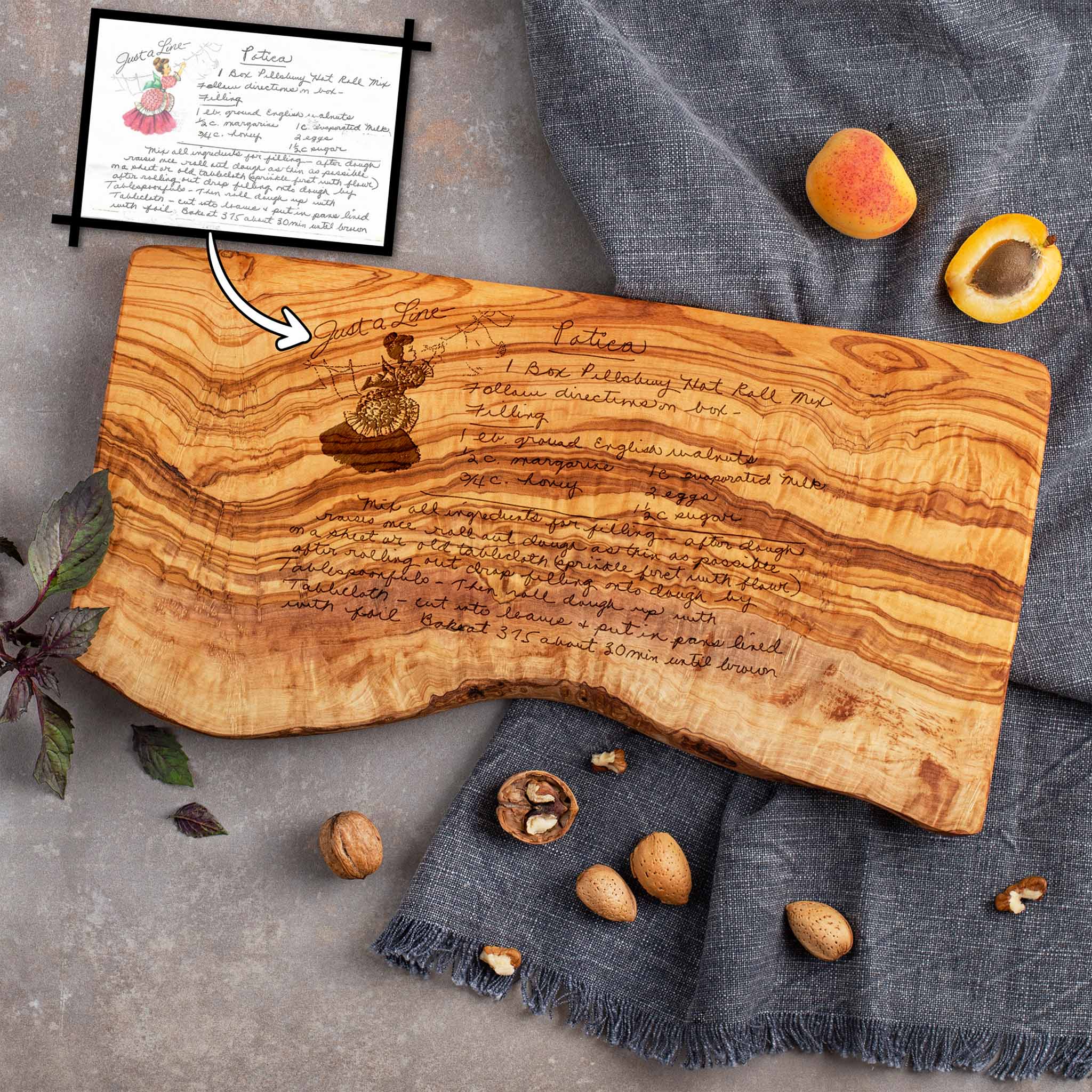 Handwritten Recipe Engraved Cutting Board