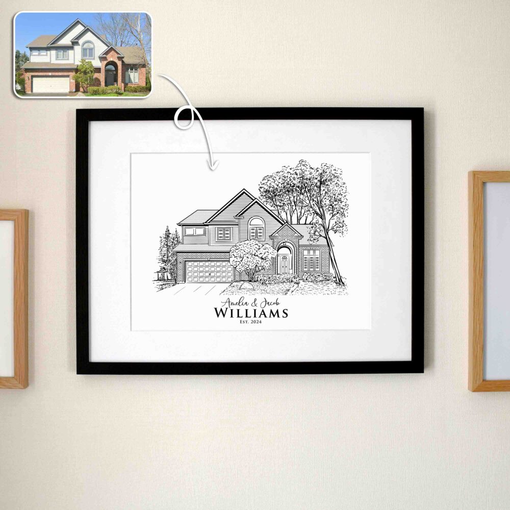 Custom Digital Watercolor Family Portrait Sketch