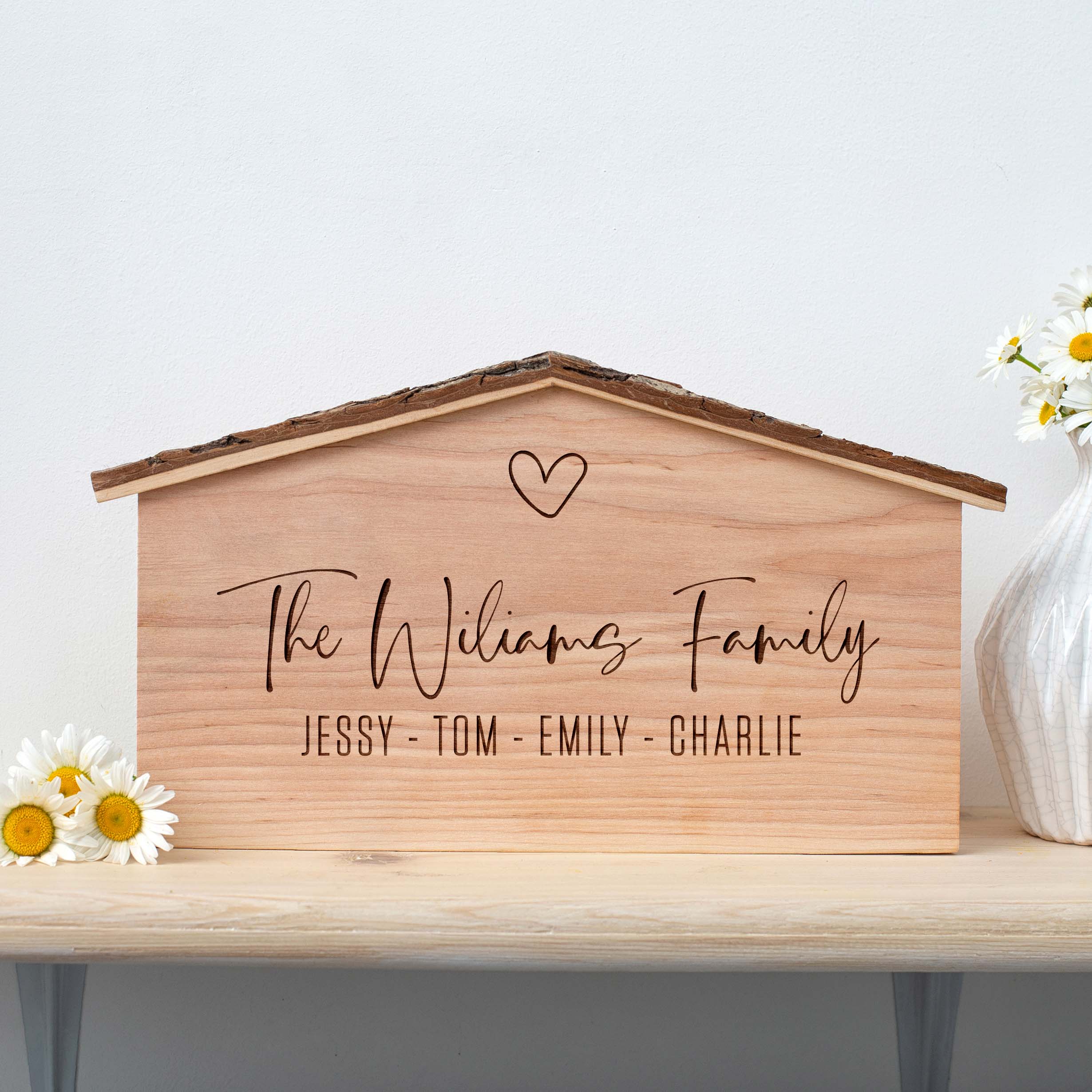 Wooden House Plaque with Last Name