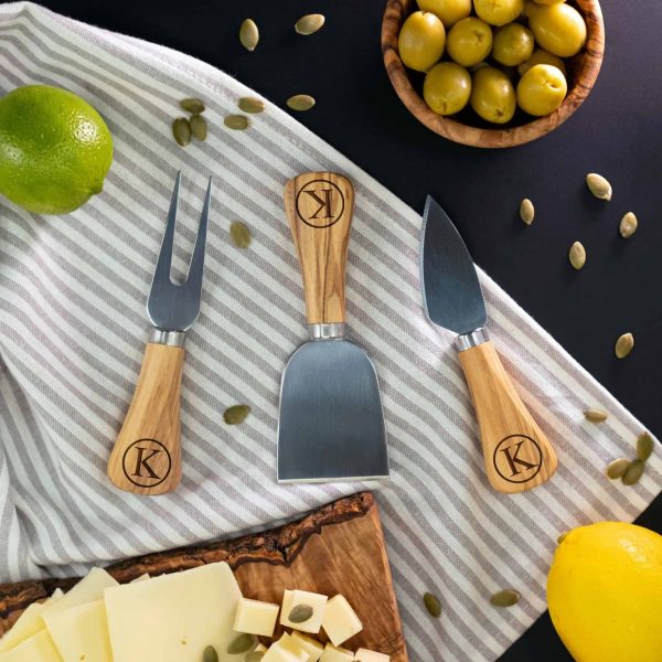 Alternative view of Personalized Olive Wood Cheese Knife Set
