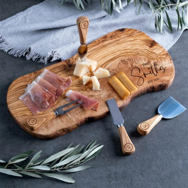 Alternative view of Personalized Olive Wood Live Edge Charcuterie Board