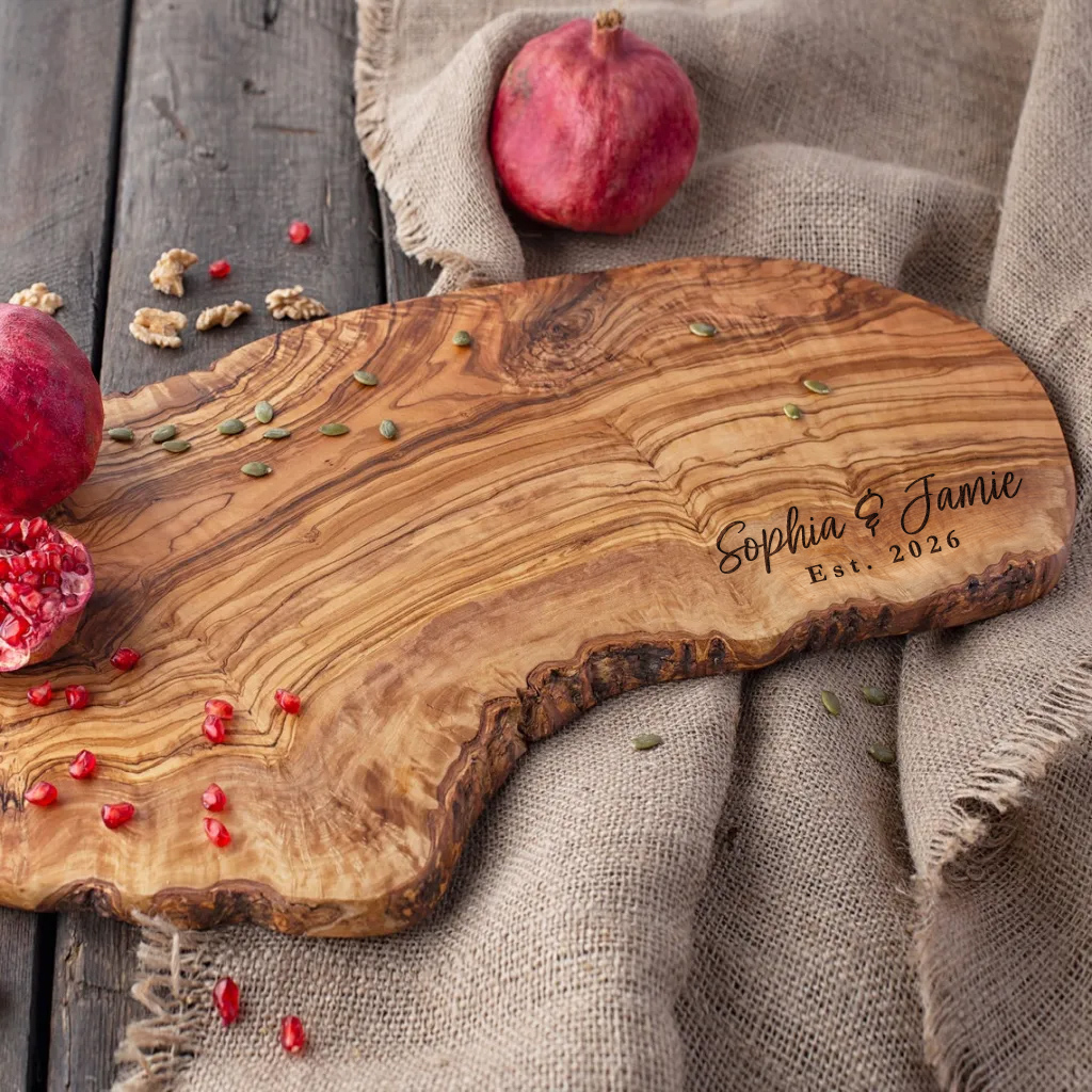Personalized Olive Wood Live Edge Charcuterie Board - Image 3