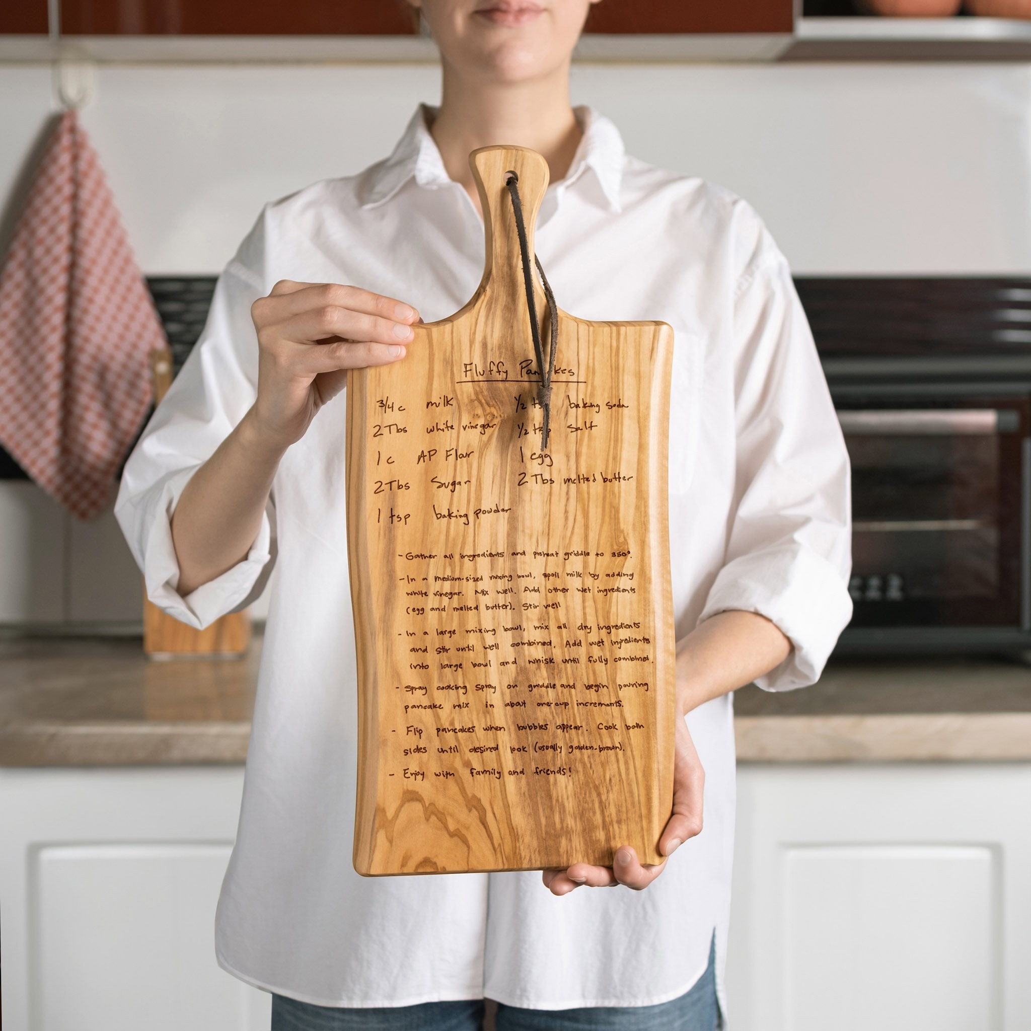Personalized Olive Wood Paddle Board with Recipe Engraving
