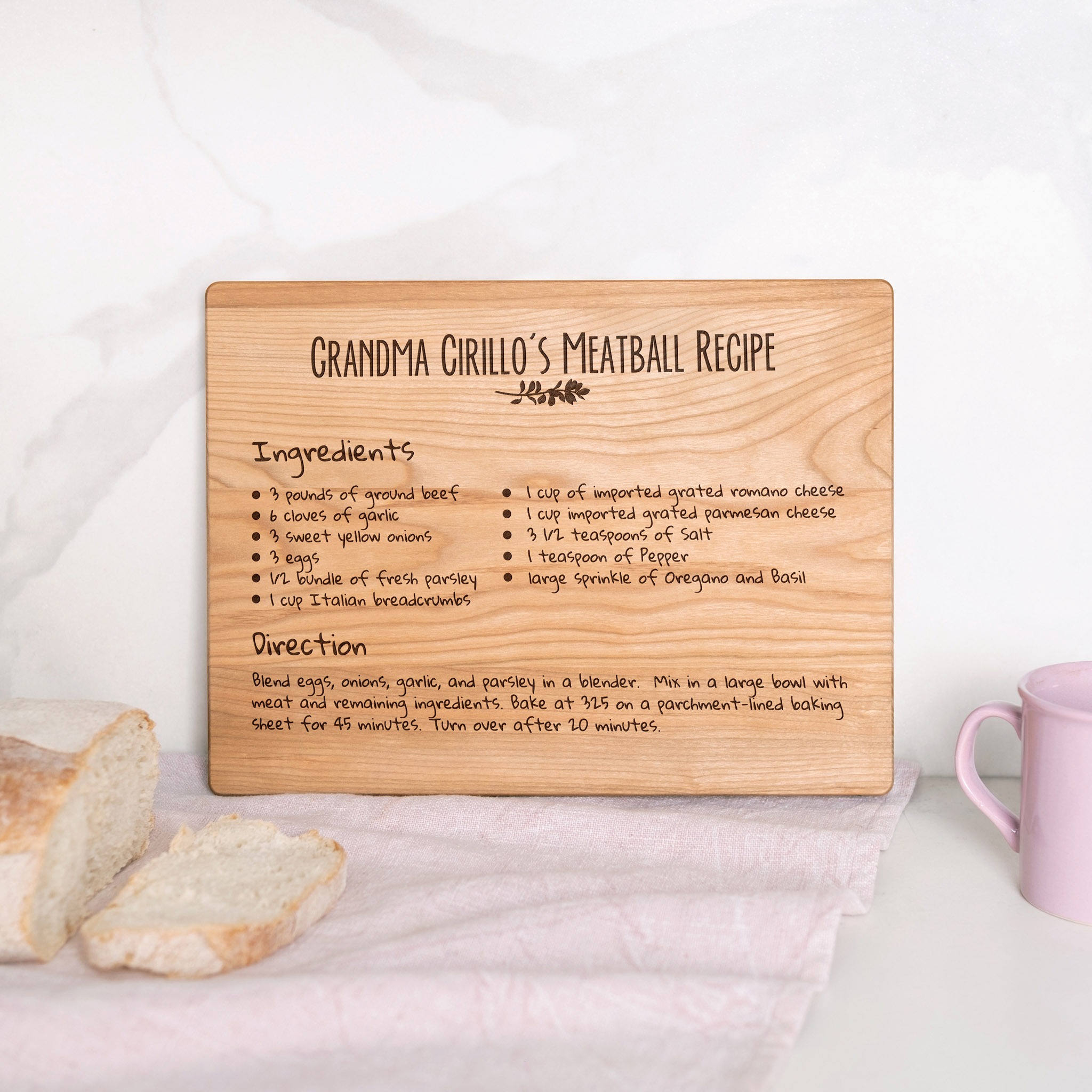 Digital Recipe Engraved Cutting Board