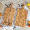 Personalized Olive Wood Cutting Board with Handle (17x8)