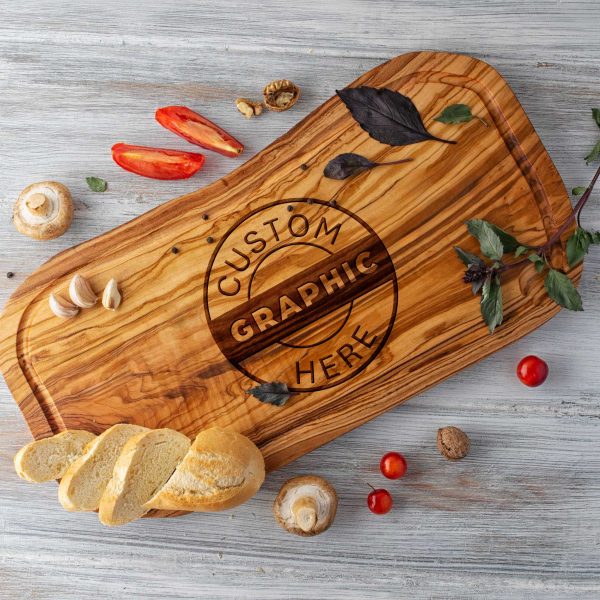 Custom Engraved Olive Wood Steak Board with Juice Grooves