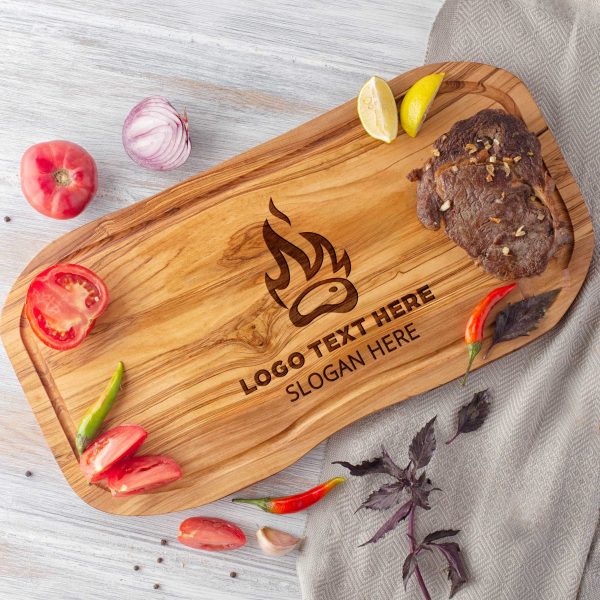 Custom Engraved Olive Wood Steak Board with Juice Grooves