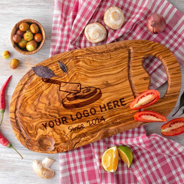 Olive Wood Steak Board with Logo