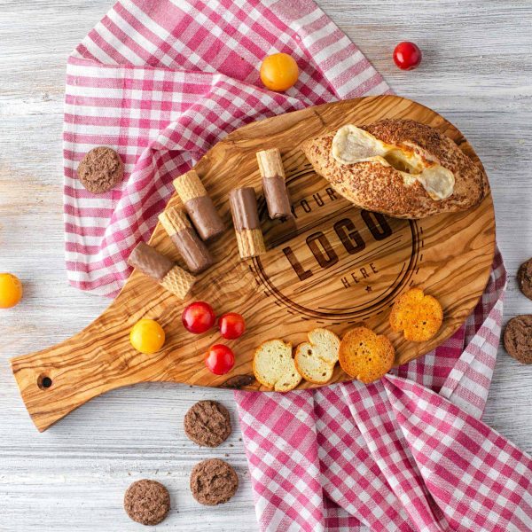Olive Wood Serving Board with Handle - Your Logo Engraved