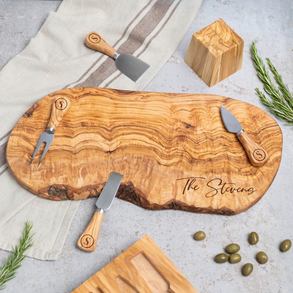 Custom Live Edge Charcuterie Board with Magnetic Stand & Cheese Knives