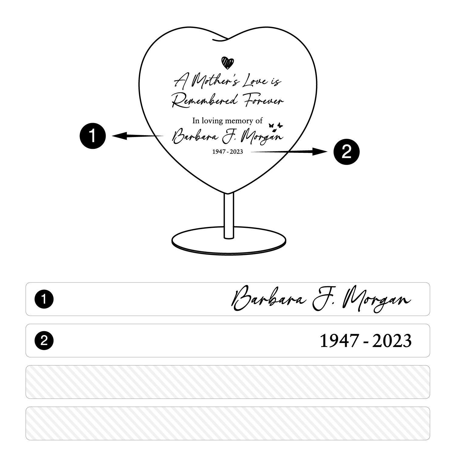 Memorial Wooden Heart – "A Motherly Love Is Remembered Forever" - Image 2