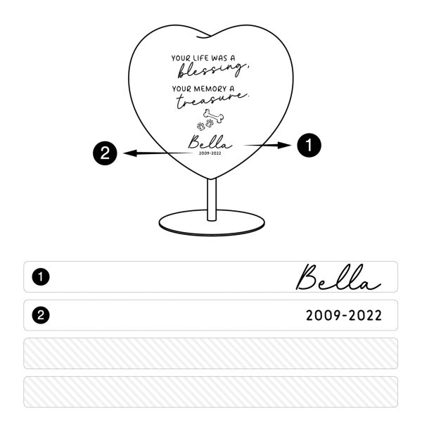 Alternative view of Dog Memorial Wooden Heart – "Your Life Was a Blessing"
