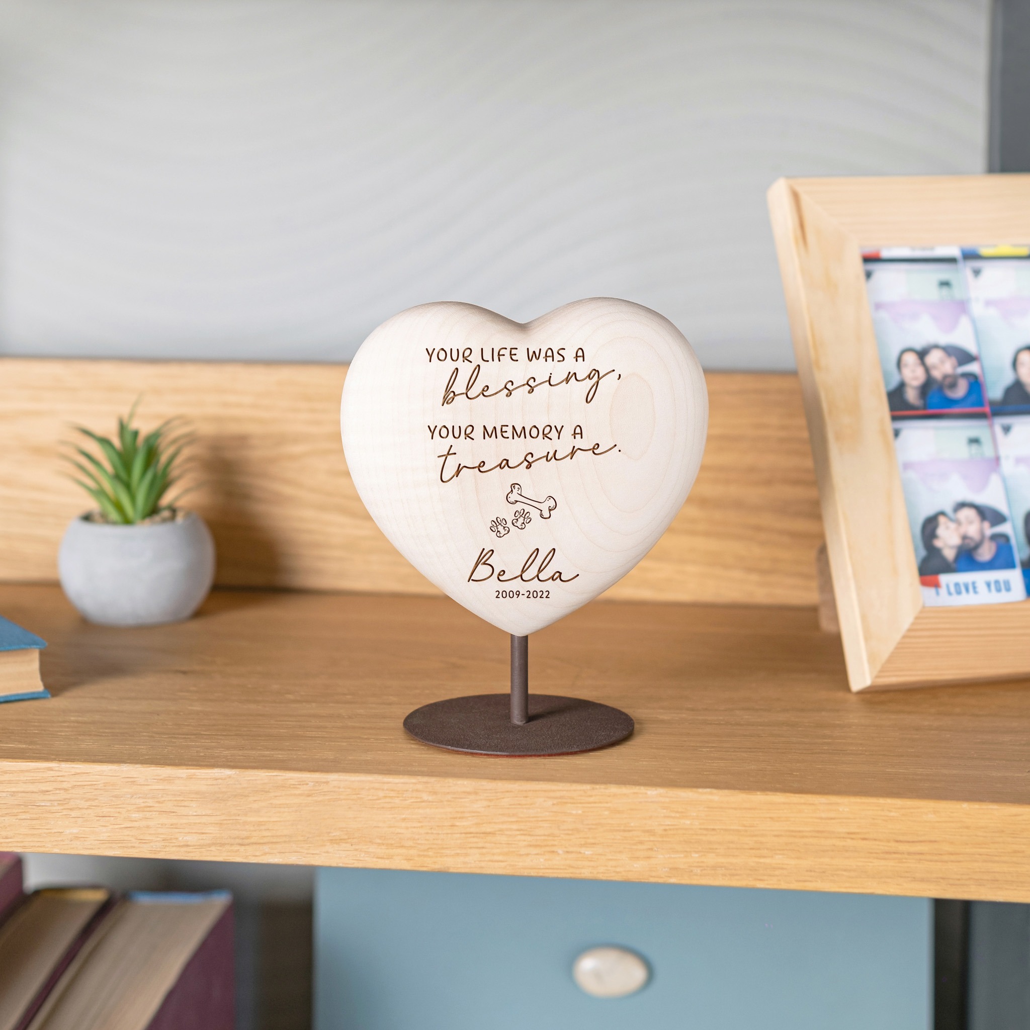 Dog Memorial Wooden Heart