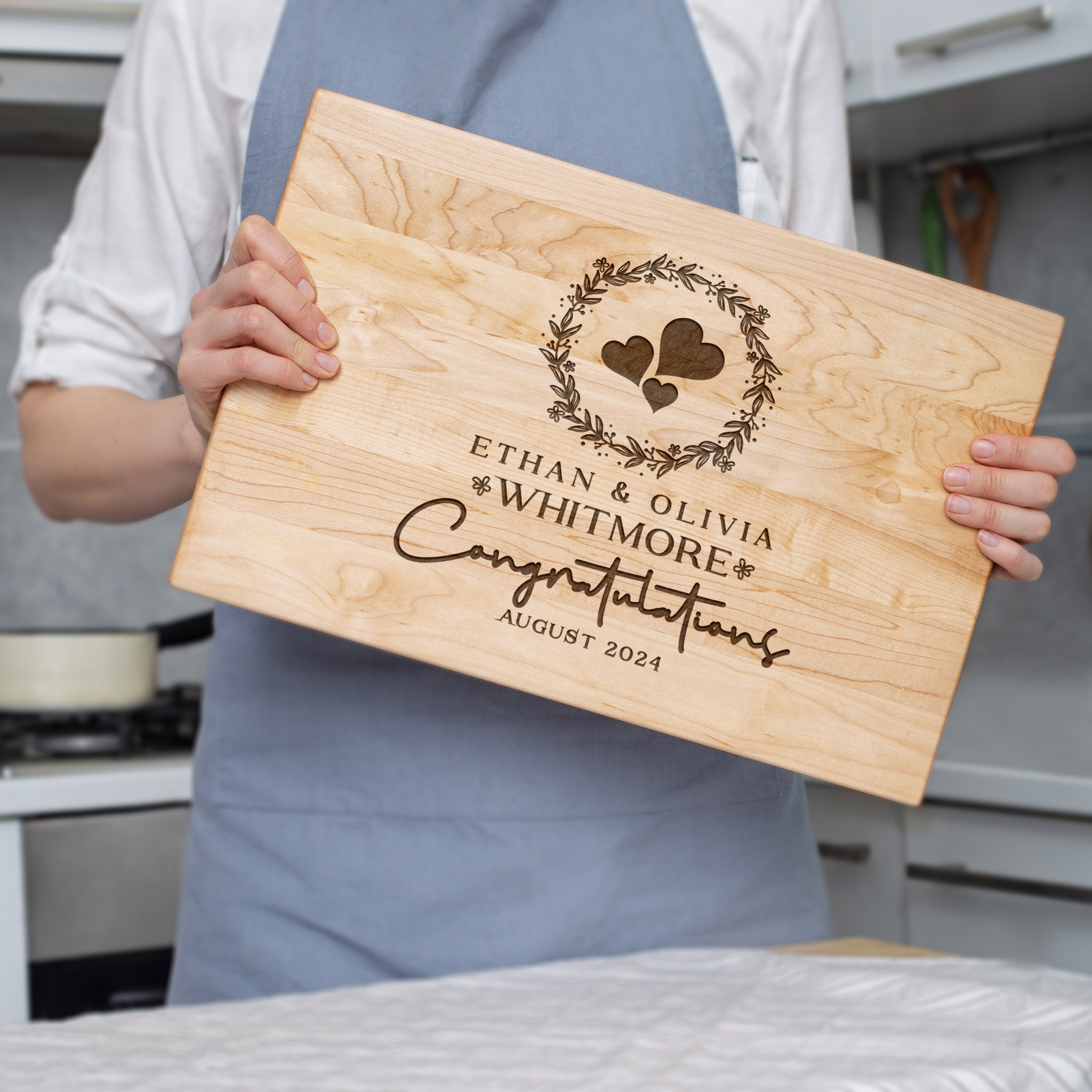 Personalized Cutting Board with Hearts