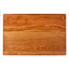 A wood cheese board on a white background.