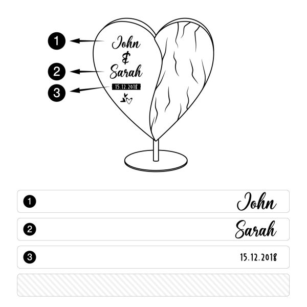 Alternative view of Personalized Wooden Heart for Couples