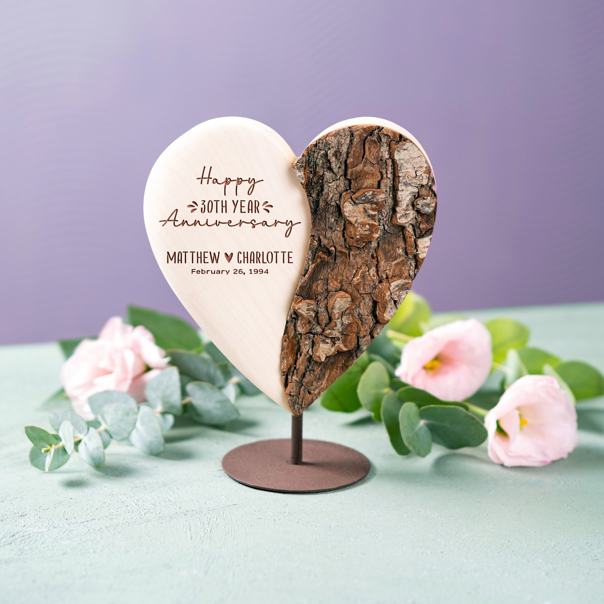 Personalized Happy Anniversary Wooden Heart