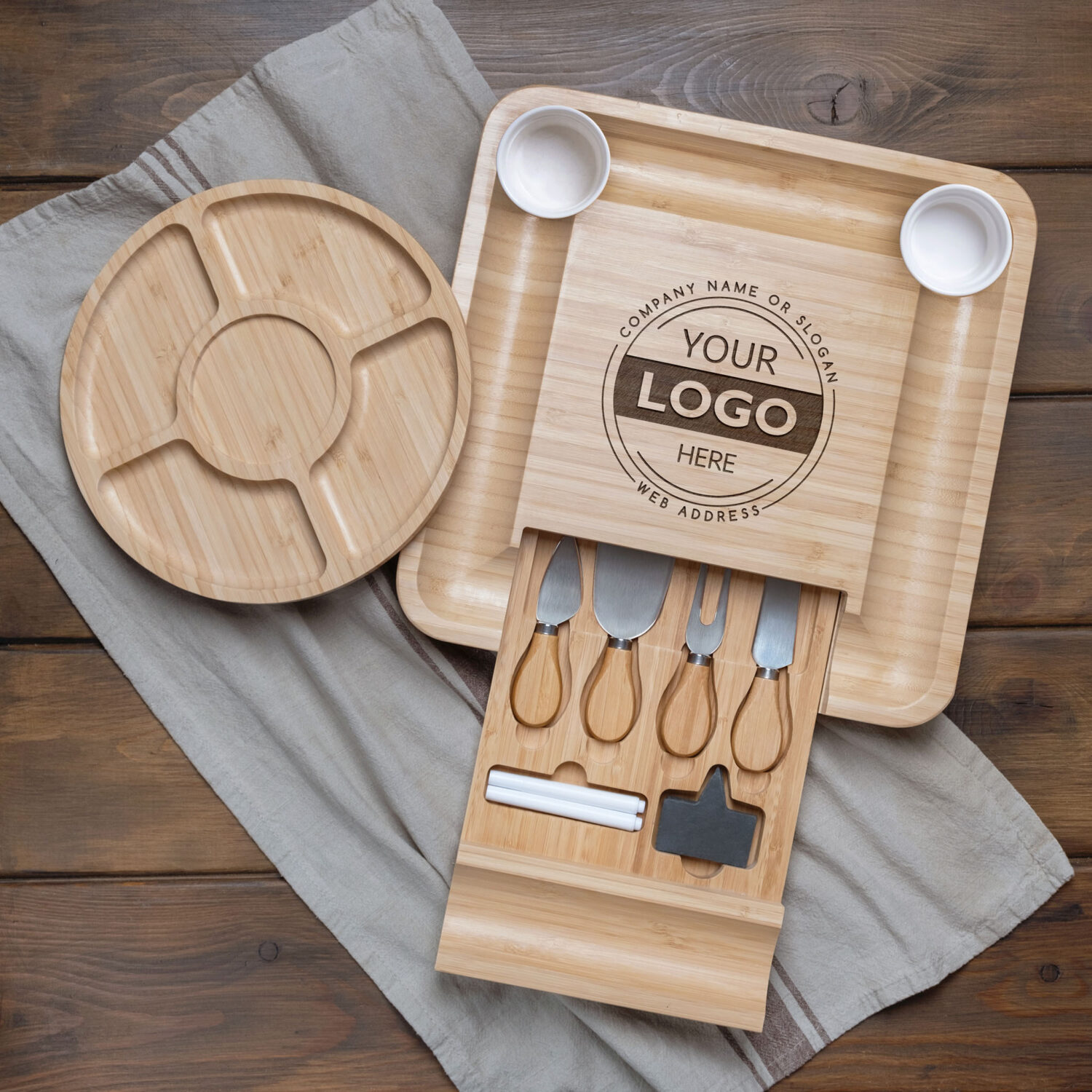Logo Charcuterie Bamboo Set with Tray