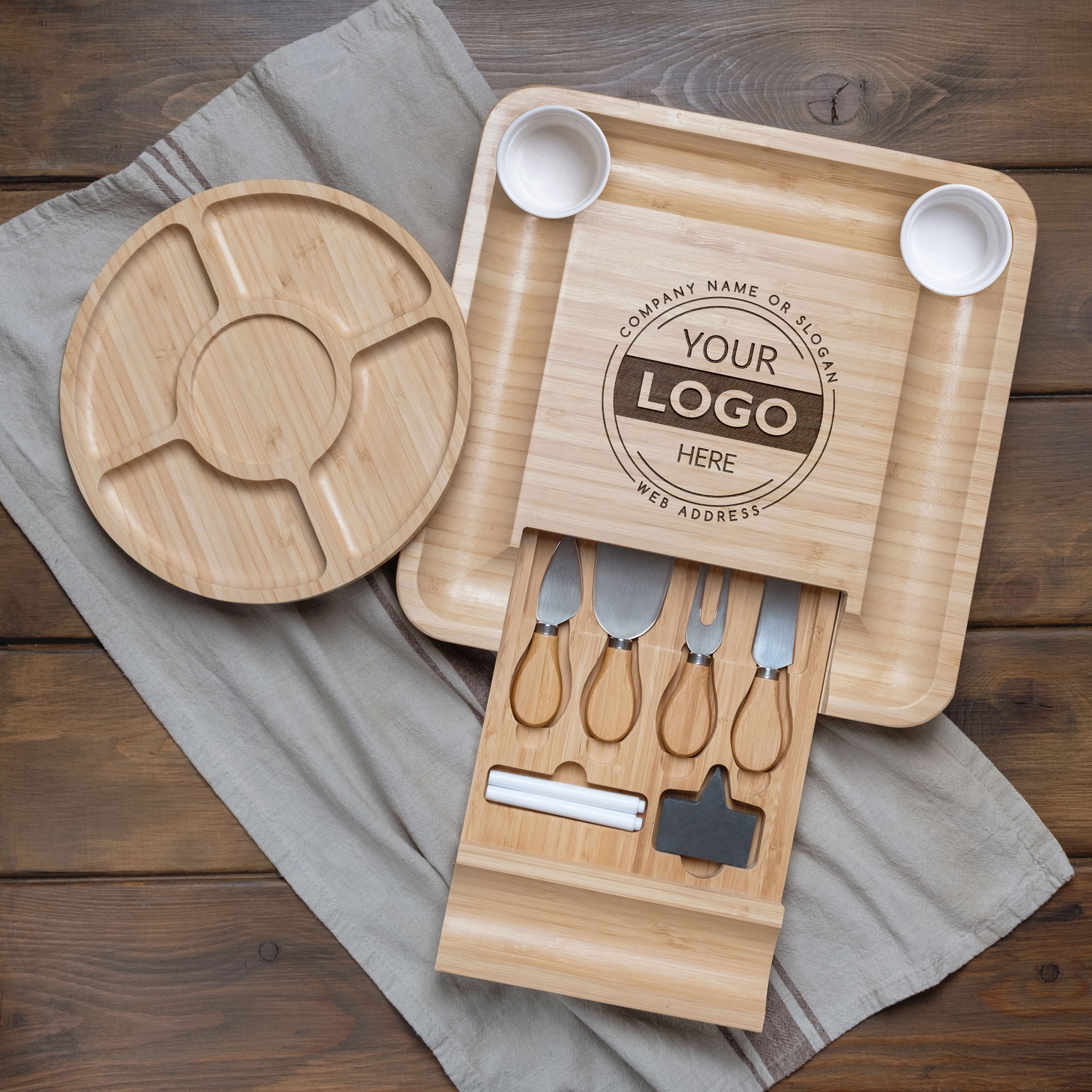 Logo Charcuterie Bamboo Set with Tray