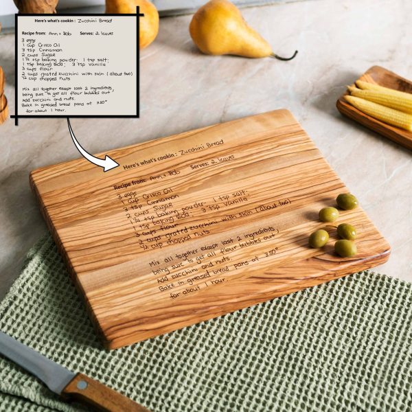 Personalized Olive Wood Cutting Board with Recipe Engraving
