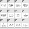 Twelve elegant monogram designs for various occasions such as weddings and anniversaries, featuring names, initials, and dates.