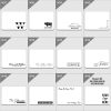 A collection of monochrome address label templates with various personalization options and decorative elements.