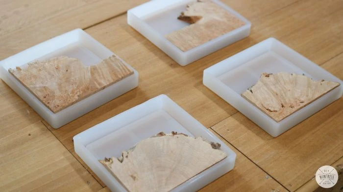 place wood inside molds