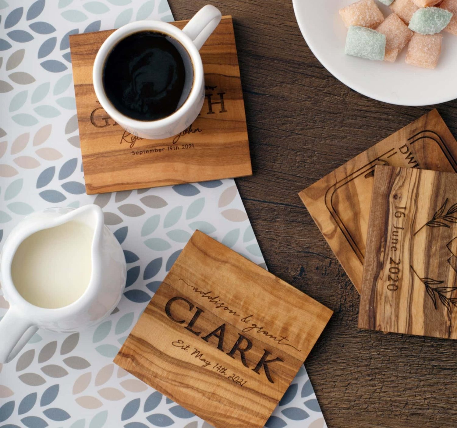 Olive wooden coasters for sale