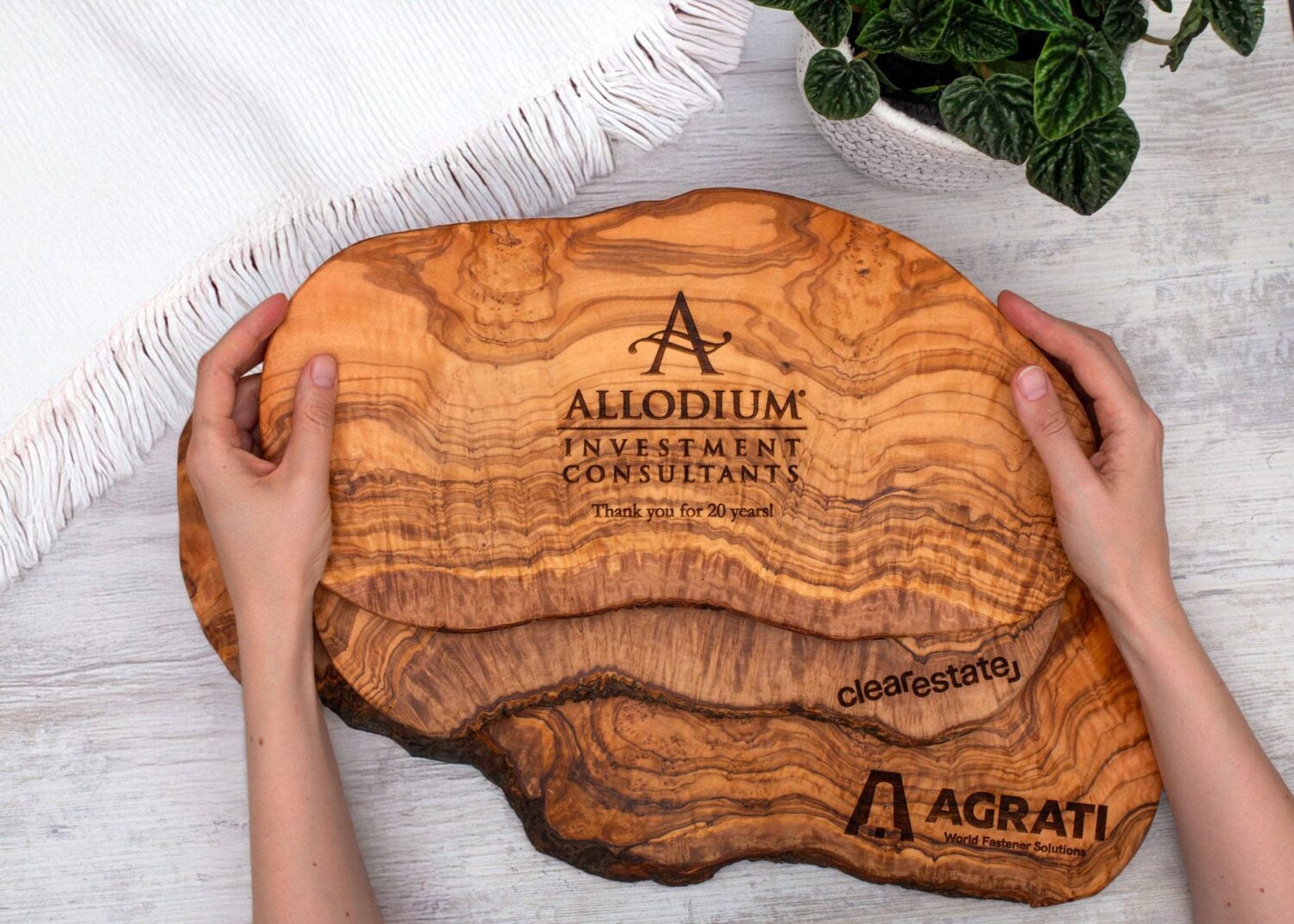 Custom engraved cutting boards for realtors