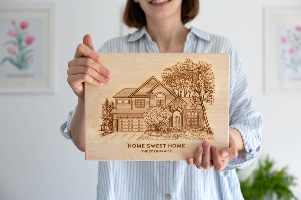 Cutting board with engraved home sweet home