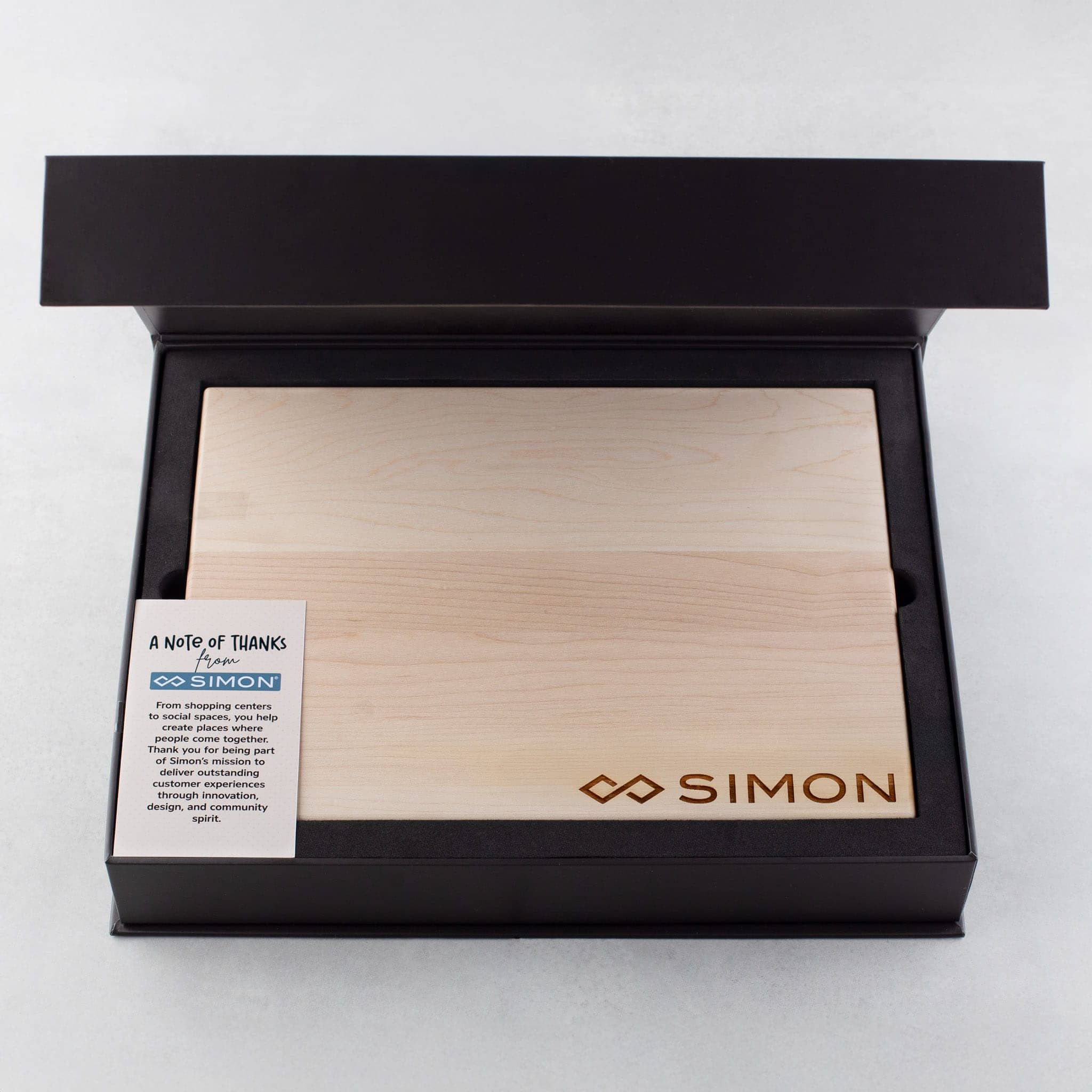 corporate gift box with maple cutting board