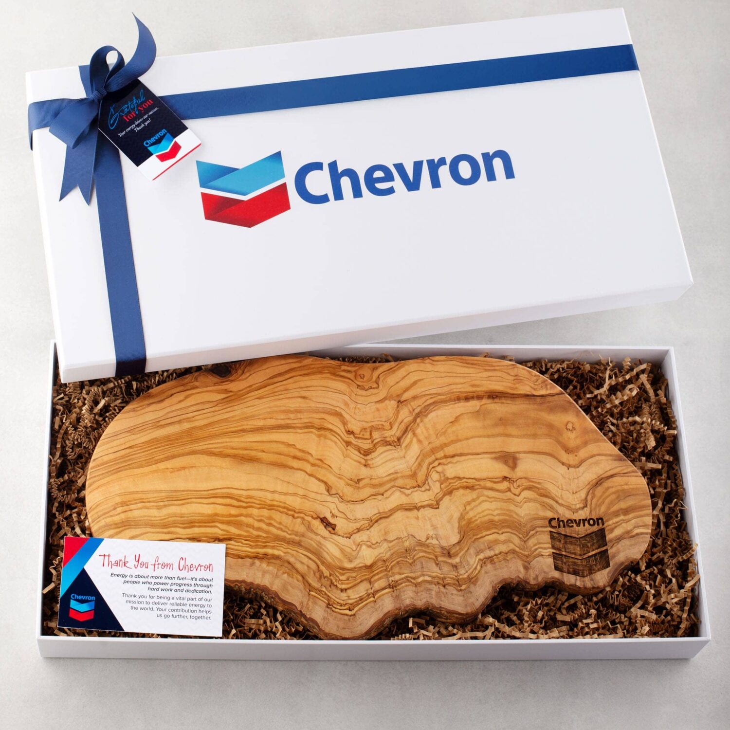 corporate box with a wooden engraved cutting board