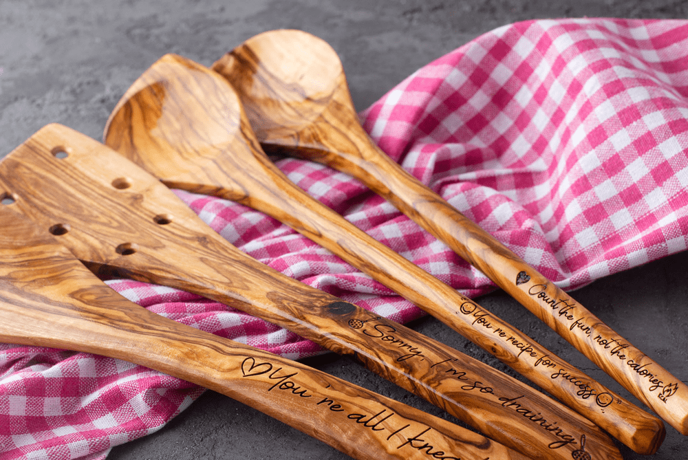 Personalized olive wooden spoons