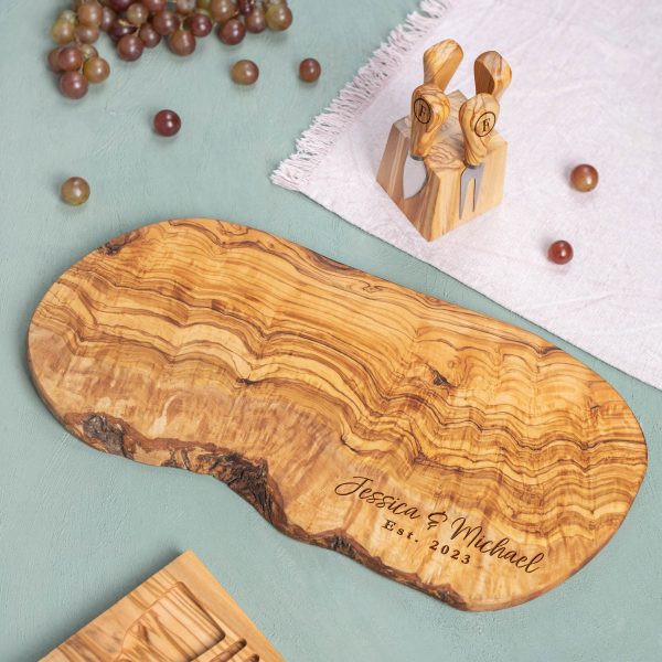 Custom Live Edge Charcuterie Board with Magnetic Stand & Cheese Knives