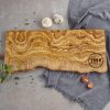 live edge charcuterie board with logo.