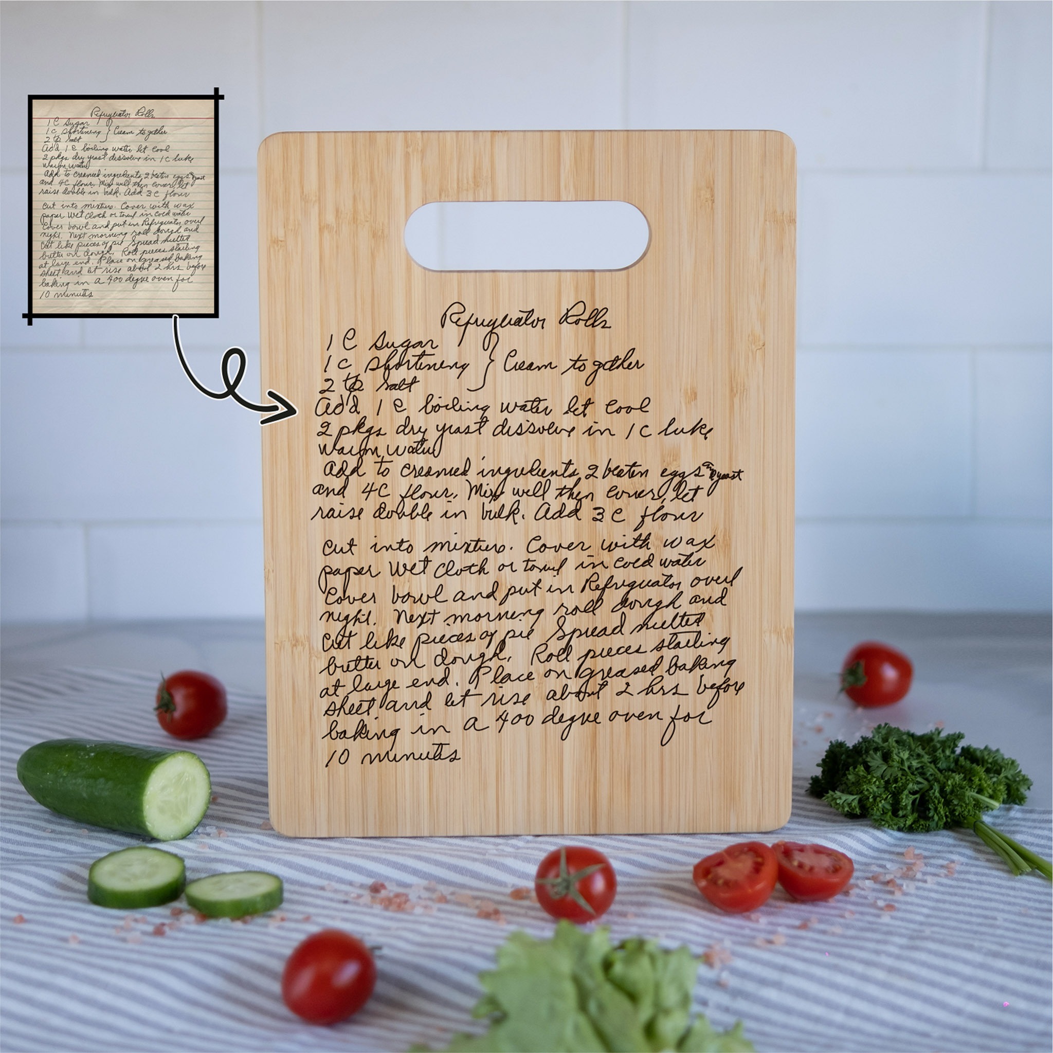 Handwritten Recipe Engraved Cutting Board