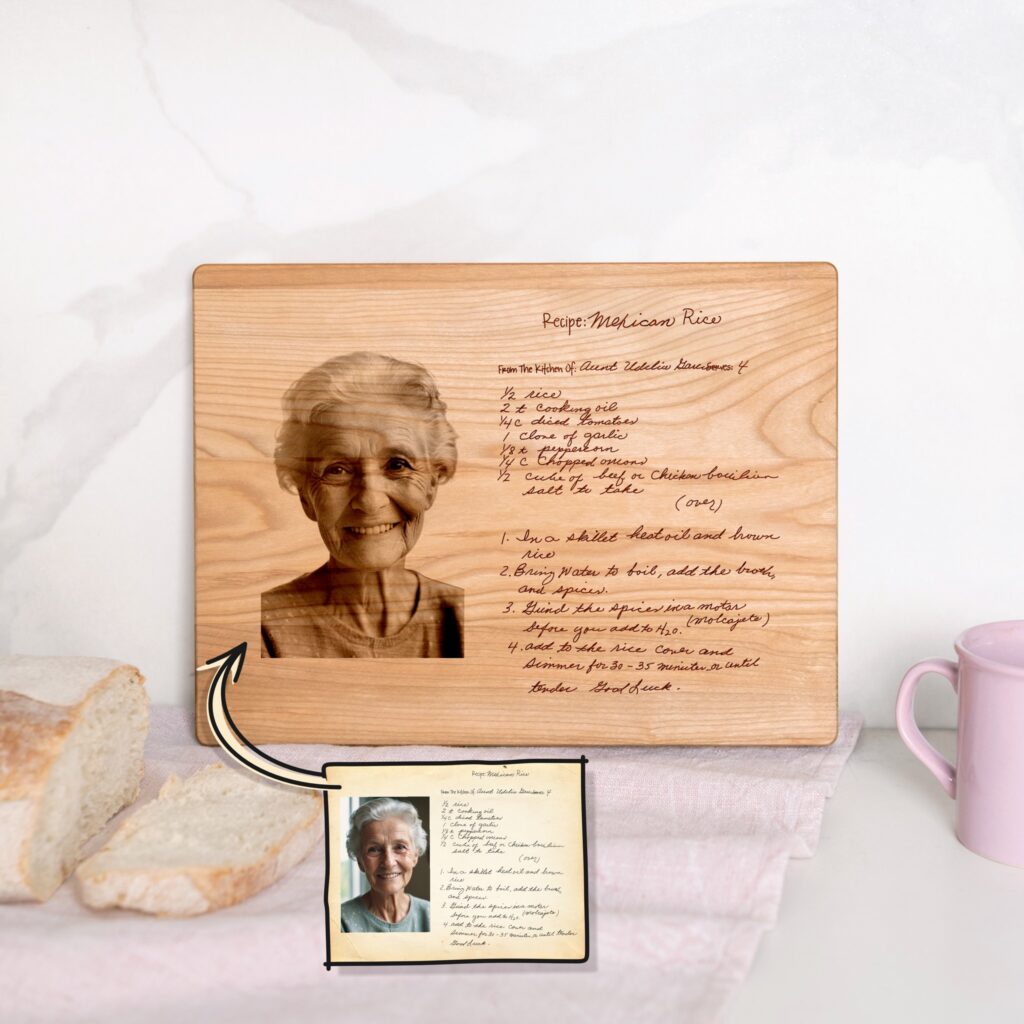 Personalized cutting boards with recipe