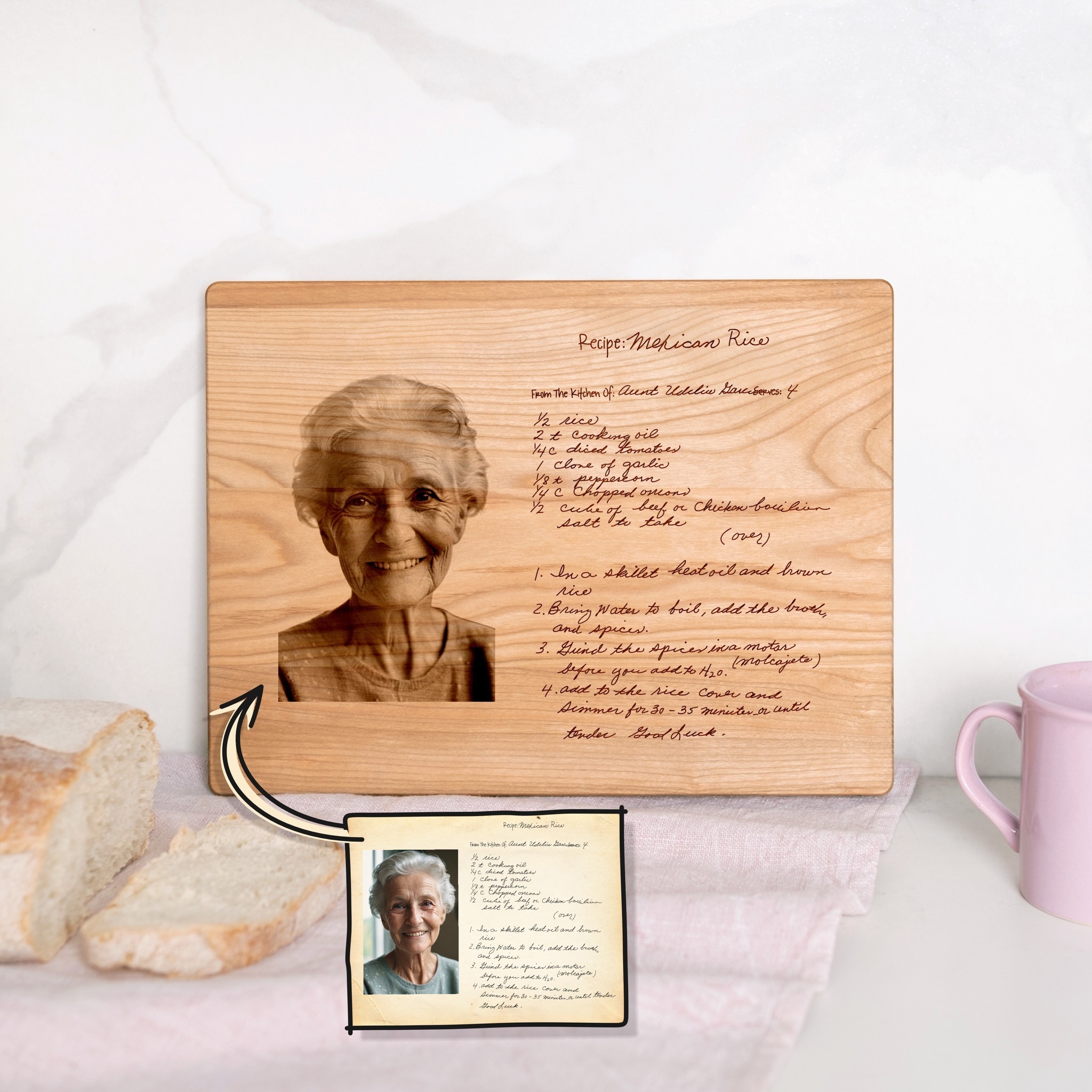Custom Recipe Cutting Board with Grandmother picture