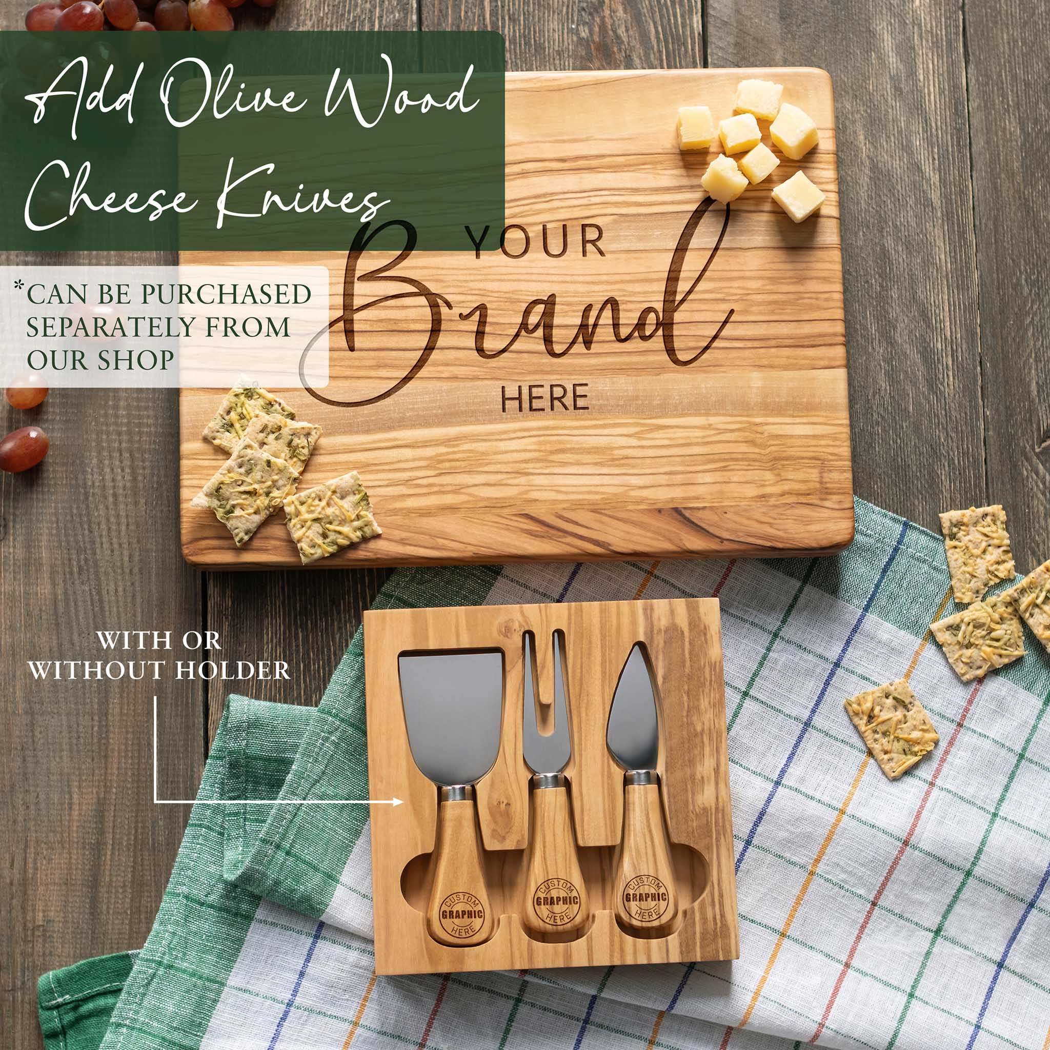 Personalized Olive Wood Cutting Board with logo