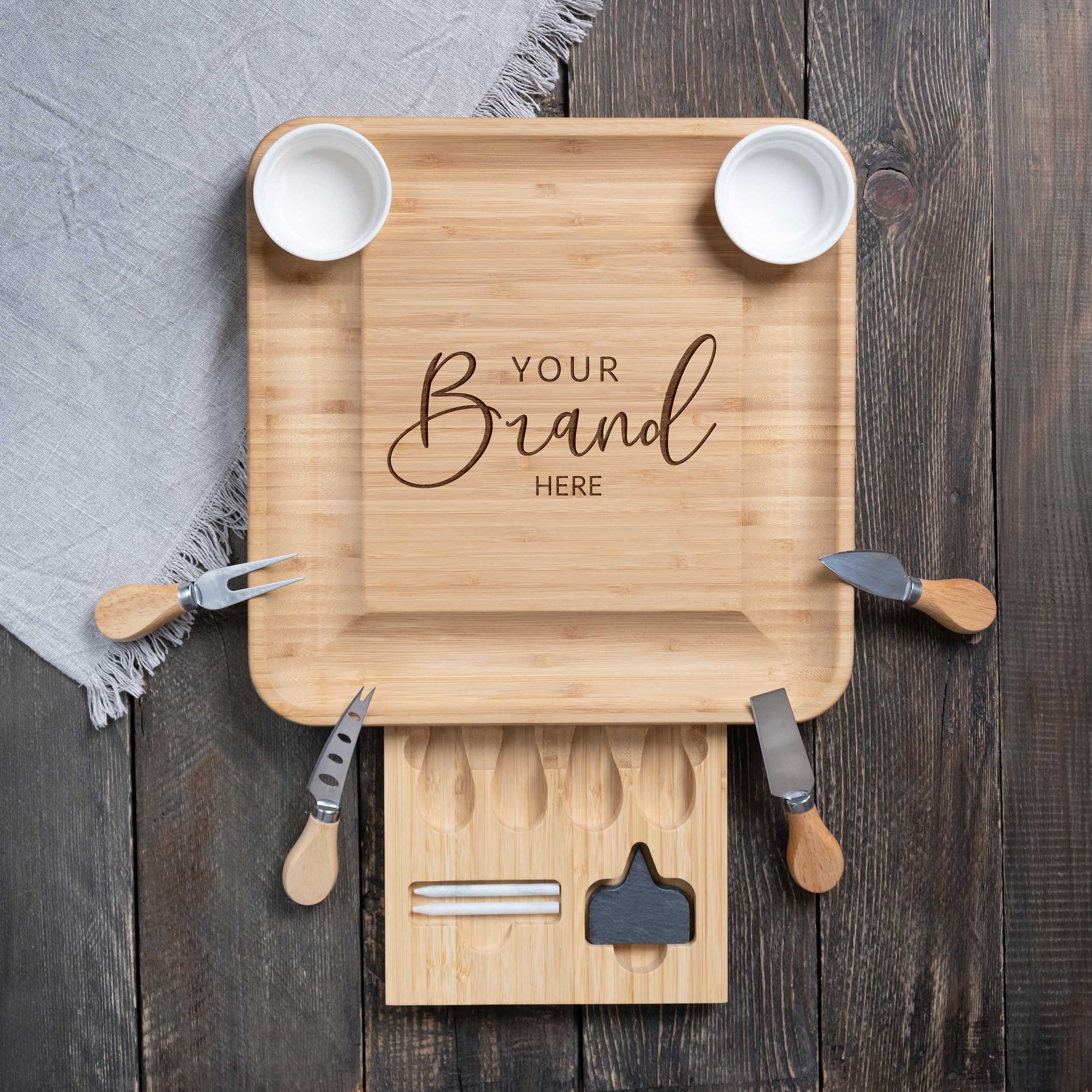 Custom Engraved Bamboo Charcuterie Board with Logo